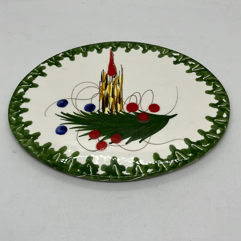 Vintage Zanolli Hand Painted Christmas Trivet, Made in Italy